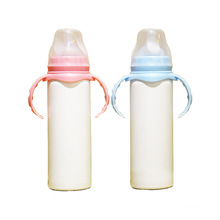 8OZ Sublimation White Blank Straight Sippy Cup Insulated Stainless Steel Tumblers kid water bottle with handle baby water bottle